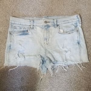 Light Wash Ripped Jean Shorts
